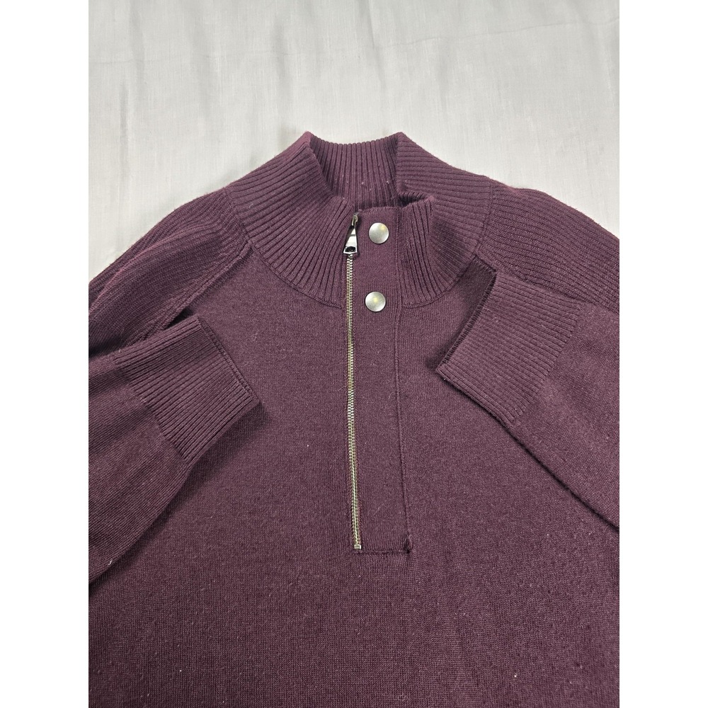 Banana Republic‎ Sweater Mens Medium Purple Merino Wool Mock Neck Quarter Zip